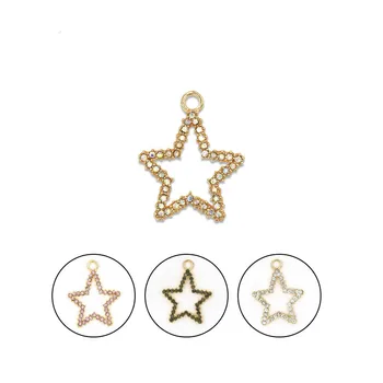 10шт Цветни звезди AB петолъчна звезда Окачване Метален Медальон Златен Цвят, Обеци САМ Модни Бижута и Аксесоари