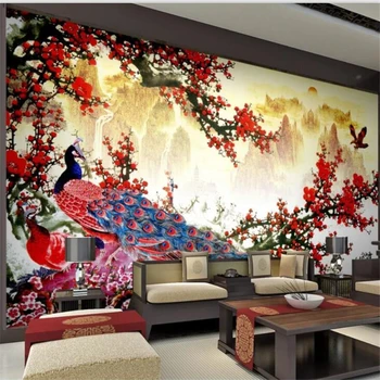 3DBEIBEHANG тапети по поръчка хол гигантски Фу пейзаж на китайската живопис източване на паун Китайски ТЕЛЕВИЗИЯ фон тапети