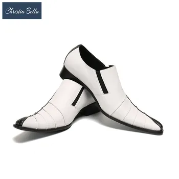 Christia Bella/ Британската мъжки Кожени обувки; Модни мъжки обувки с Отделни Нитове; тенденция на бизнес модела обувки; обувки за сцена