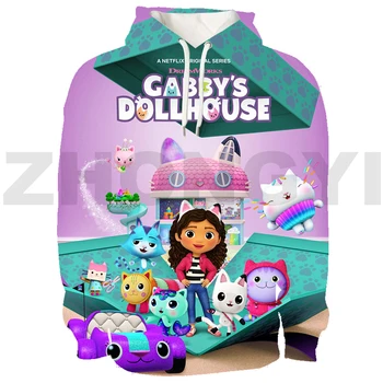 Kpop 3D Аниме Gabby's Куклена Къща Hoody Hoody За Възрастни Пуловер Оверсайз Градинска Дрехи За Тийнейджъри Gabbys Куклена Къща Sudadera Mujer