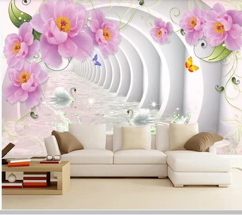 Papel de parede 3d канал пространство роза стерео рисувани тапети, хол с разтегателен ТЕЛЕВИЗИЯ стени кухня, спалня тапети начало декор