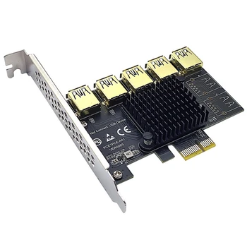PCI-E от 1X до 5 карти с адаптер PCI-E Слот PCI-E Видео карта USB3.0, съвместима с интерфейс X4 x8 X16 за майнинга БТК