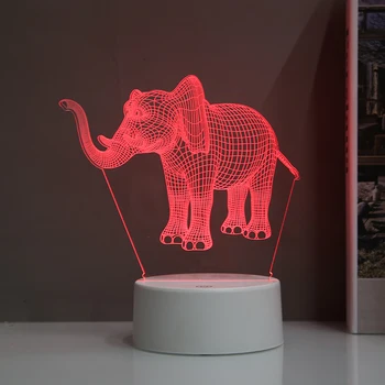 Акрилни 3D Слон Led нощна светлина Със Сензорен контрол Настолна Настолна Лампа от Серията Elephant Промяна на Цвета на Led Светлини За Декорация на Дома