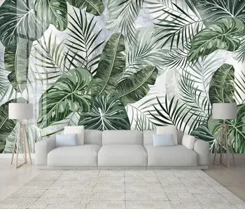 Бакал Потребителски 3D тапети стенопис модерна акварел зелени растения хол фон монтиране на украса лист боядисване тапети