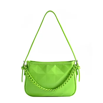Висококачествена дамска чанта с веригата Lingge 2022, новата модерна универсална чанта на рамото, чанта за подмишниците, зелена и розова дамска чанта