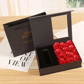 Висококачествена флип-розово подарък кутия за червило, Сапунени Глави, Изкуствени Цветя, Листенца За Къпане, Кутия За Сватбен Подарък За Свети Валентин