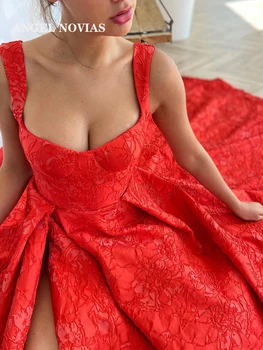 Дълги Червени Вечерни Рокли Трапецовидна Форма с Дължина До пода 2022 Vestidos De Noche Празнични Рокли За Сватбени партита Vestidos Elegantes Para Mujer