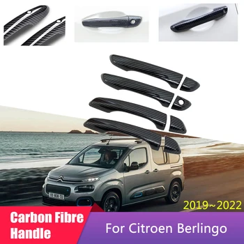 Капачка на Дръжката на Вратата от Въглеродни Влакна за Citroen Berlingo K9 2019 2020 2021 2022 Peugeot Partner Rifter Автомобилни Аксесоари в стил Етикети