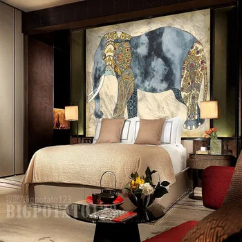 Континентална 3d тапети, спалня с хол с ТЕЛЕВИЗОР стенни рисуване на ретро абстрактни животни размер