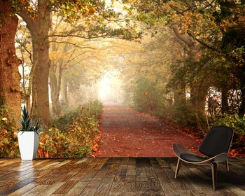 Мъгливо път в есенната гора на природен пейзаж тапети,хол ТЕЛЕВИЗИЯ стени спалня тапети начало декор стенописи