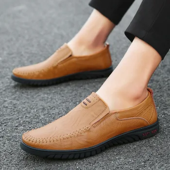 Мъжки Ежедневни Обувки Без шнур, мъжки Обувки-Oxfords От естествена Кожа, мъжки Модел Обувки 47, Мека Удобна официалната Обувки, Классичес