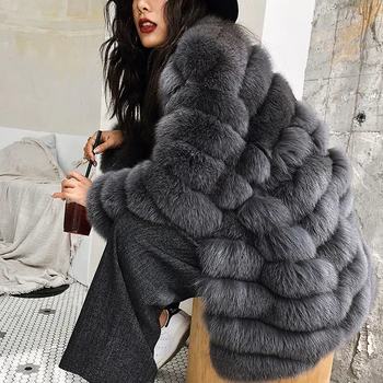 Нова градинска облекло 2023 г., Известният Дебела Топло палто от естествена кожа с Дълъг ръкав, връхни дрехи, Якета от кожа Чернобурки, Връхни Дрехи