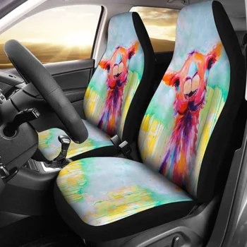 Цветни Калъфи за автомобилни седалки от Лама, Комплект от 2 Универсални Защитни покривала за предните седалки