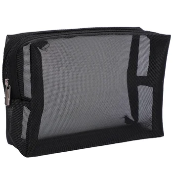 Черна окото косметичка, прозрачна чанта с цип, пътни чанти-организаторите за козметика и тоалетни принадлежности, опаковки от 3 (S, M, L)