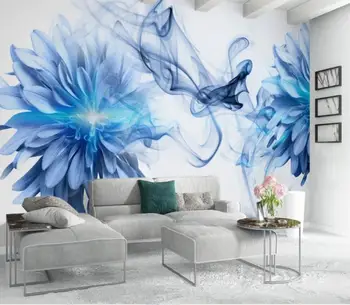 3D тапети Модерен минималистичен абстрактен дим сини цветя спалня фон на стените на hd тапети