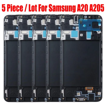 5 бр. За SAMSUNG Galaxy A20 2019 A205/DS A205F A205FD A205A LCD дисплей Панел на Матрицата със сензорен екран Дигитайзер, Монтаж на Рамката