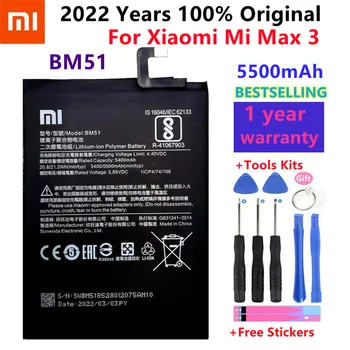 100% Оригинален Xiao mi BM51 5500 mah Батерия За Xiaomi Max 3 Max3 MiMax3 Високо Качество Подмяна на Телефон + Безплатен Етикети