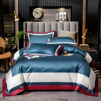 100S Комплект постелки от египетски памук С Бродерия, цветен чаршаф, спално бельо, луксозни хотелски калъфки за възглавници, плосък лист