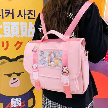 2022 nova mochila feminina japonesa bolsa diagonal uso de duplo mochila escolar dupla impermeável mochila kawaii