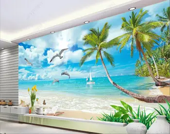 3d фото тапети по поръчка стенопис Dolphin Bay Влюбен Хавай Пейзаж хол начало декор спалня тапети за стени 3d