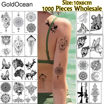 GoldOcean 1000 Бр., Продажба на едро, Временна Фалшива Татуировка 10x6 см, 3D, Акварел Геометрична Татуировка За Мъже И Жени, на Татуировка-стикер За Боди арт