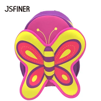 JSFINER Раница 3D Сладък Животни Пеперуда Дизайн Чанта 100% Неопрен Детски Училищни Чанти за Момичета Момчета Карикатура Форми Деца