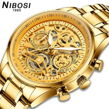 NIBOSI мъжки кварцов часовник 2022 нови луксозни златни часовници за мъже модерни Водоустойчиви часовници за мъже е Изцяло Стоманени Relogio Masculino