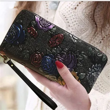 дамски портмонета, чантата е от изкуствена кожа, луксозна брендовый портфейл-клатч ladis, дълги дамски портмонета с цветен модел, държач за карти, портфейл