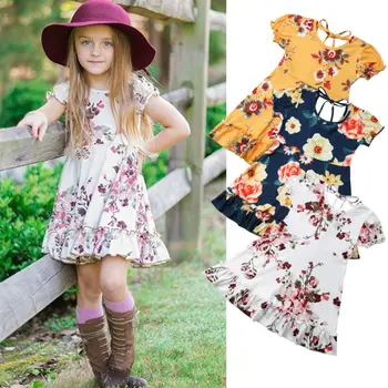 Детски дрехи за момичета от 1 до 6 години, Рокли с цветен Модел за деца, Празнична Рокля на Принцеса, Детско лятна рокля, Сарафан, Дрехи