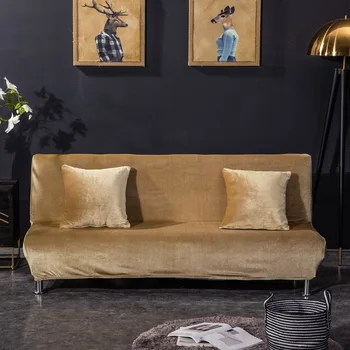 Европейският обикновен плюшено калъфче за дивана-легла, Сгъваеми velvet калъф за канапе без подлакътници, высокоэластичный, all inclusive, мека мебел възглавница, подложка за дивана