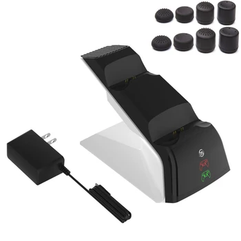 За PS5 Playstation 5 Контролер Зарядно Устройство, Поставка Двойно зарядно устройство Док Станция База за Контакти Устройство С адаптер за постоянен ток Led Индикатор