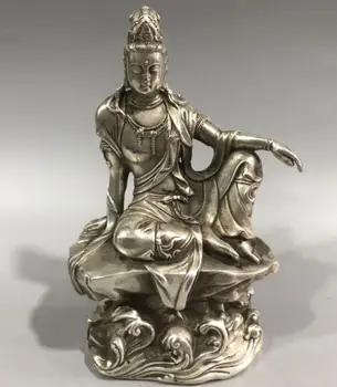 Китай Бяла медна статуя на Буда Бодхисатва Гуаньинь от Бял мед