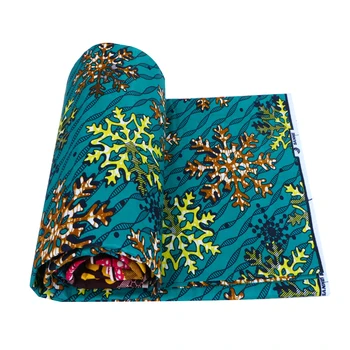 Лятна Восъчен Африканска Тъкан е Тъмно-Зелена Анкара Принт Дизайн Занаят Сняг Високо Качество на Истински Памук Облекла Женствена Рокля Базан 24FS1087