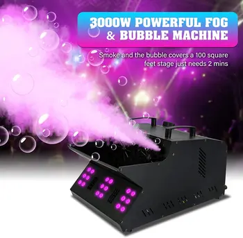 Машина за пушек машина 3000W мехур мъгла с 18 LED RGB осветява влияние Fogger осветление етапа DMX с 2 вентилатори мехур