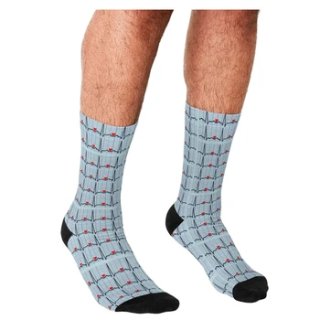 Мъжки забавни чорапи с ивици за ЕКГ, Чорапи в стил харадзюку, Мъжки Щастливи чорапи в стил хип-хоп, Новост, сладки чорапи за момчета, Ежедневни Луди Чорапи за мъже