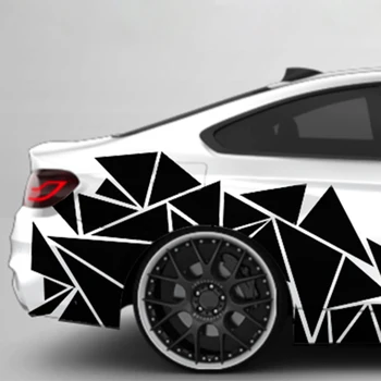 Новият Пристигането 1бр 200x60 см Триъгълници Камуфлаж на Автомобила Странични Стикер Стикер Декор Матово Черно за Кола за направи си САМ Украса