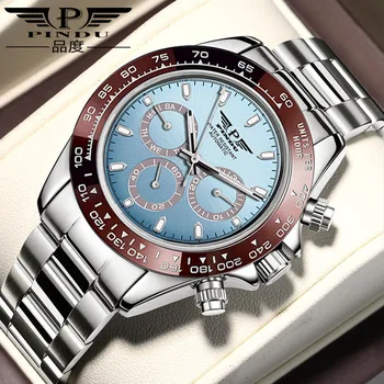 ПИНДУ дизайн керамични панели мъжки автоматичен часовник Luxurys хронограф от неръждаема стомана механичен водоустойчиви часовници за мъже PK PD-1664