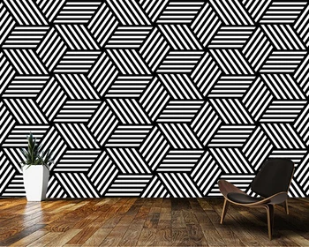 Потребителски papel de parede 3d, Черно-бели геометрични стенописи за спални хол фонови украса водоустойчиви тапети