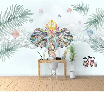 Потребителски снимки на 3d тапети тропическо растение абстрактна линия слон хол начало декор на 3d стенописи тапети за стени d 3