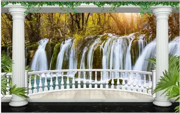 Потребителски стенописи 3d фото тапет Европейски стил балкон водопад пейзаж начало декор хол тапети за стени, на рула