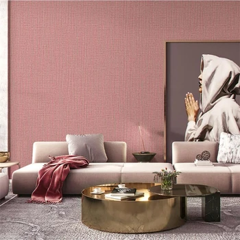 Престижно атмосфера Скандинавски стил чист цвят розови тапети скъпа просто момиче дневна спалня хотел тапети принцеса на прах