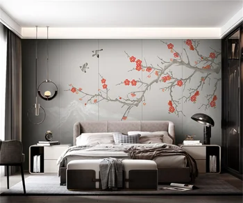 Просто новият китайски внимателен, цвете и птица спалня фон монтаж на стена декорация от стенни картини професионални персонализирани стикери за стена wallpapr