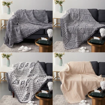 Ретро геометричен калъф за дивана кърпа многофункционално одеало каре четката топло одеяло стол легло декор нитяное одеяло однотонная покривка