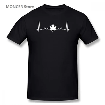 Сърцебиене Кленов Лист Канада Сърцебиене Мъжки Базова Тениска с Къс Ръкав Креативна Тениска R183